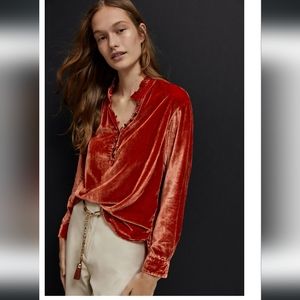 Anthroplogie Kristianne Velvet Blouse
